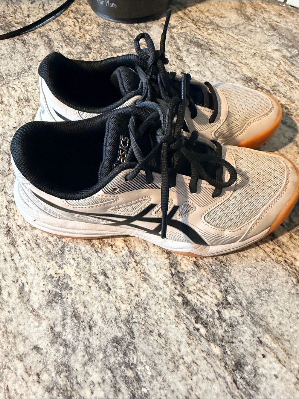 Asics White and Black Women's Athletic Shoes with Gum Outsole